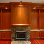 Picture of mantel and natural paneling
